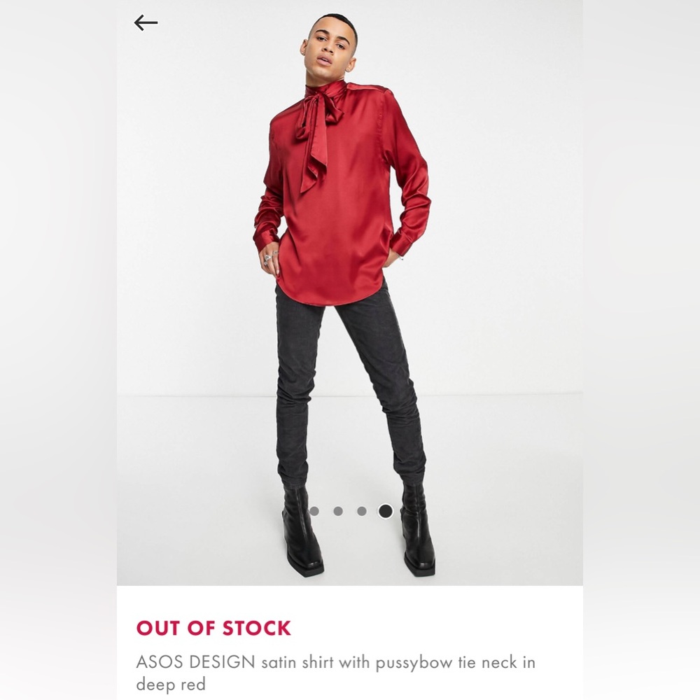 ASOS Red Satin Shirt with Pussybow